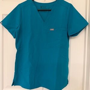 Figs Ocean Blue V-Neck Scrub Top